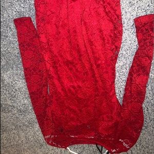 Mid length red lace dress